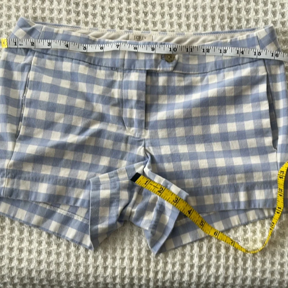 J. Crew Periwinkle and White Gingham Shorts. Size 2. - Picture 3 of 10
